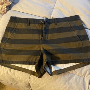 Madewell black and olive striped shorts